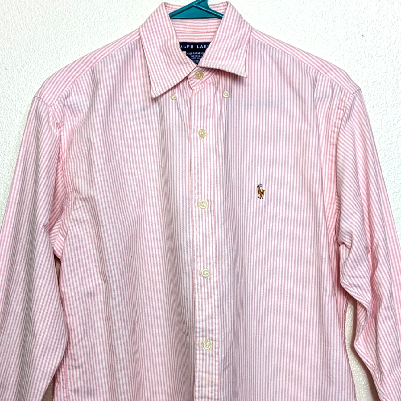 Ralph Lauren Striped Button Up Shirt Women's 2 Pink White Long Sleeve